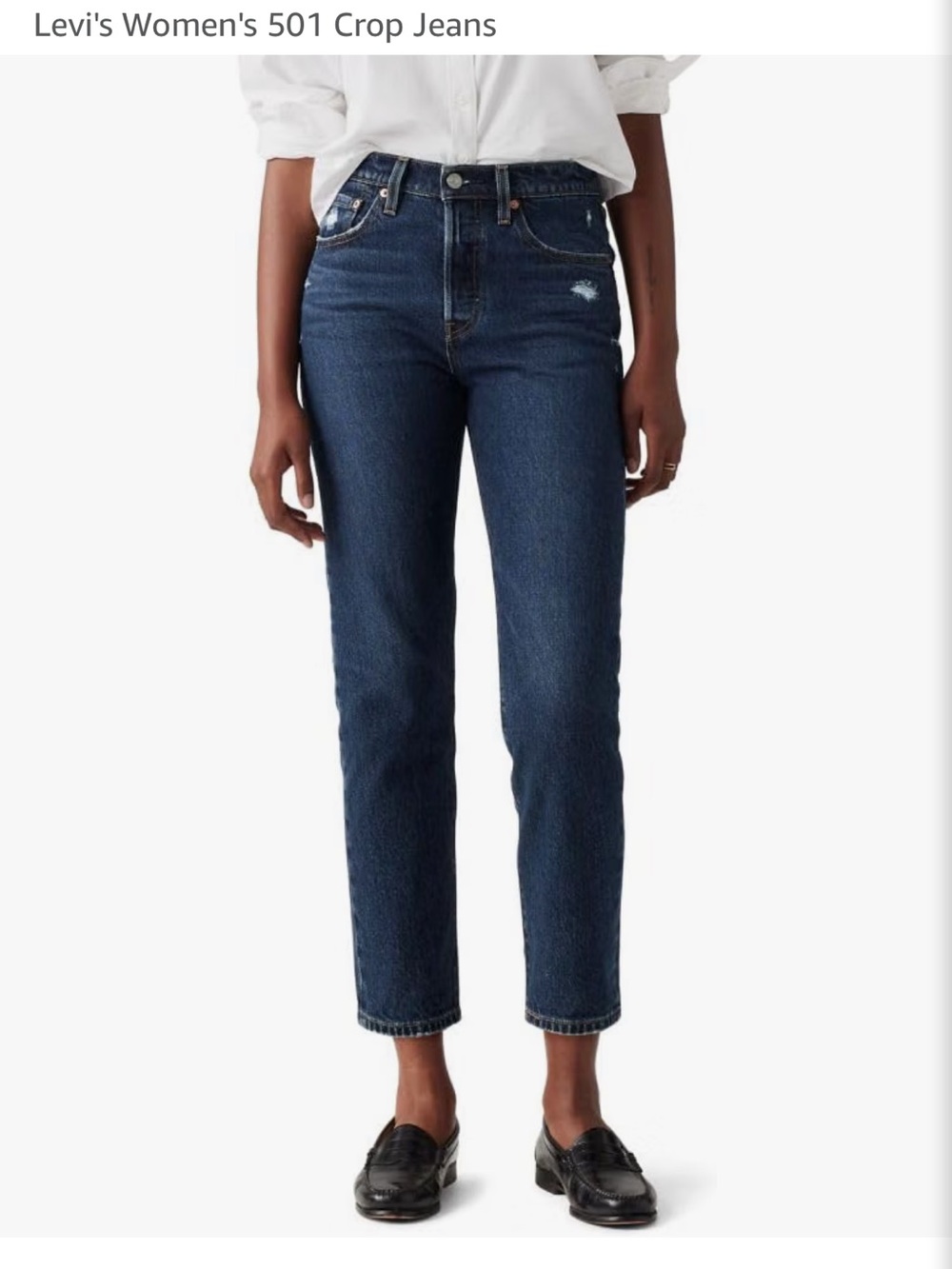 Levi's Dark Blue High-Rise Cropped 501 Jeans